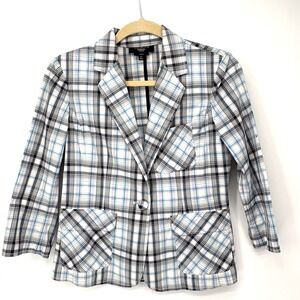 TALBOTS Plaid Blazer Jacket‎ Womens 4 Petite Academia Preppy Career
